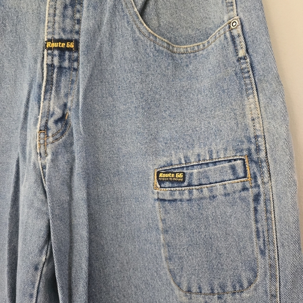 RARE Vintage 90s y2k Route 66 Carpenter Skater Streetwear Baggy Jeans Mens 32x30 - Picture 2 of 9